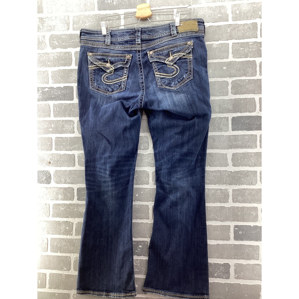 Silver Jeans Co Suki Surplus Bootcut Jeans Dark Wash Distressed Womens 16 L32 - Picture 6 of 10